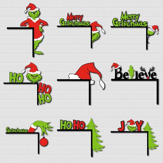 Discover Christmas Door Corner SVG | Funny Green Character Cut File | Festive Door Decor for Cricut