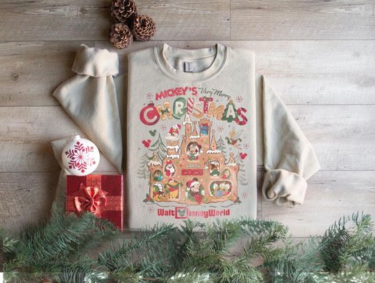 Discover Mickey's Very Merry Christmas Party 2025 Sweatshirt, Gingerbread Castle Christmas Hoodie, Family Matching Xmas Sweatshirt, Disneyland Xmas