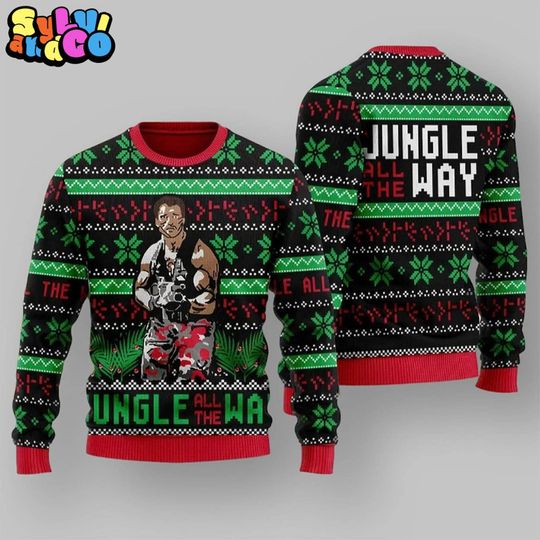 Jungle All The Way Ugly Christmas Arnold Schwarzenegger Movie Inspired Ugly Sweater, 90s Retro Sweatshirt, Christmas Party 2025, Xmas Gifts