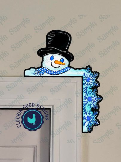 Discover Snowman door corner, MSs, snowman, door corner, blue, snowflakes, Christmas, snow, digital download