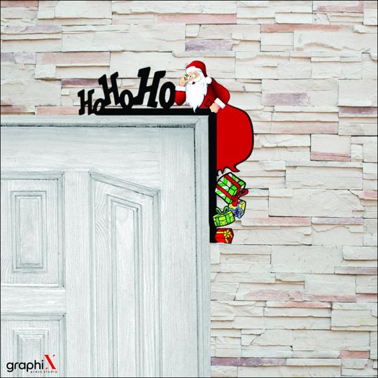 Santa HO HO HO Door Topper Christmas Door Topper Sant Door Sign Christmas Wall Decor Santa Sign Corner Decor Christmas Gift