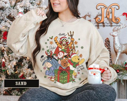 Discover Retro Winnie The Pooh Christmas Shirt, Pooh Christmas Family Tees, Disney Christmas Party Trip 2025 Shirt, Disney World Christmas Shirt
