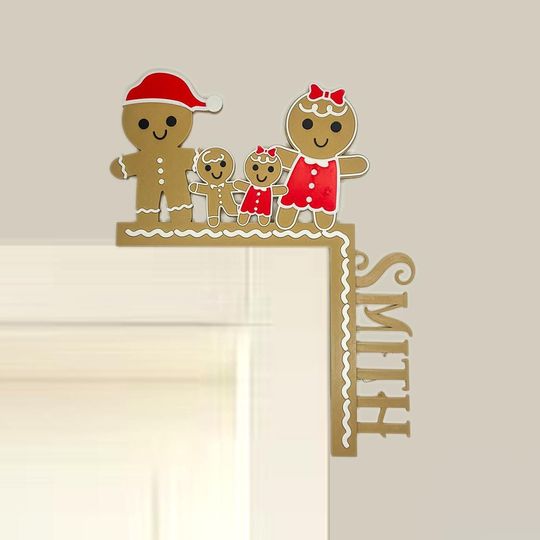 Personalized Merry Christmas Corner Door Decor, Gingerbread House. Door Topper, Door Corner, Frame, Christmas
