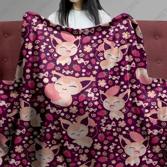 Discover Skitty Fleece Blanket Soft Cozy Throw Blanket Family Baby Blanket Funny Christmas Blanket Home Decor Birthday Gift Cute Skitty Blanket Gifts