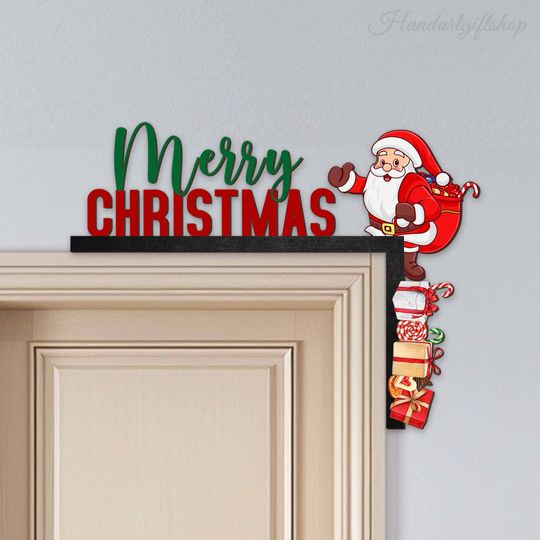 Santa Door Corner Sign Gifts, Santa Claus Door Toppers, Christmas Door Toppers, Christmas Door Corner Decor, Wooden Santa Door Topper