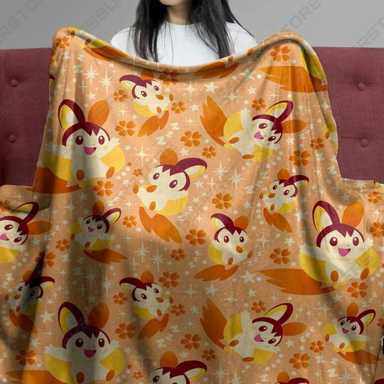 Discover Emolga Fleece Blanket Autumn Cozy Art Throw Blanket Soft Cozy Home Decor Funny Family Baby Blanket Emolga Blanket Gifts