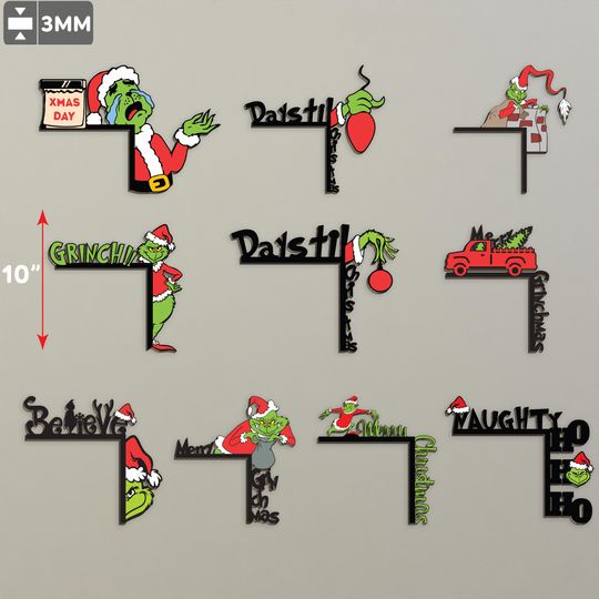 Discover Christmas Cartoon Door Corner LaserCut svg, Christmas Door Corner svg, Christmas Door Topper, Merry Christmas, Christmas Door hanger, P367