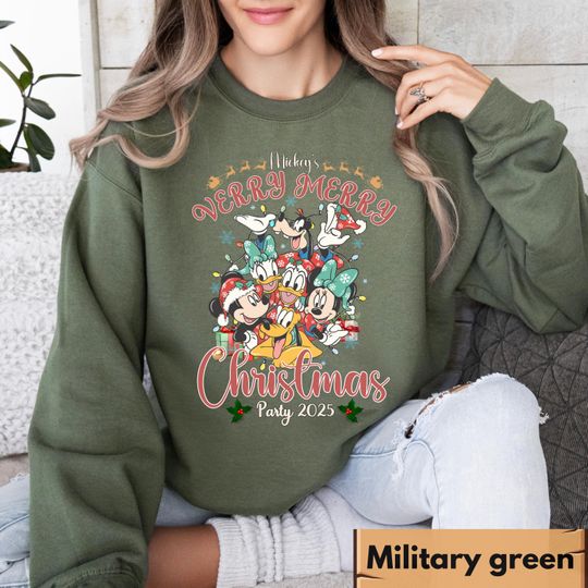 Discover Retro Mickey Very Merry Christmas Party 2025 Sweatshirt, Mickey And Friends Christmas Matching Tee, Disney Vintage Family Christmas Hoodie
