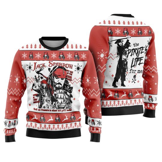 Discover Jack Sparrow Pirates Of The Caribbean Ugly Christmas Sweater, Disneyland Jack Sparrow Sweater, Pirates Movie Ugly Sweater, Christmas Party