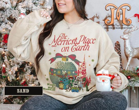 Discover Disney Toy Story Epcot Christmas Shirt, The Merriest Place on Earth Tee, Walking in a Winter Wonderland, Disney Family Xmas 2025 Gift