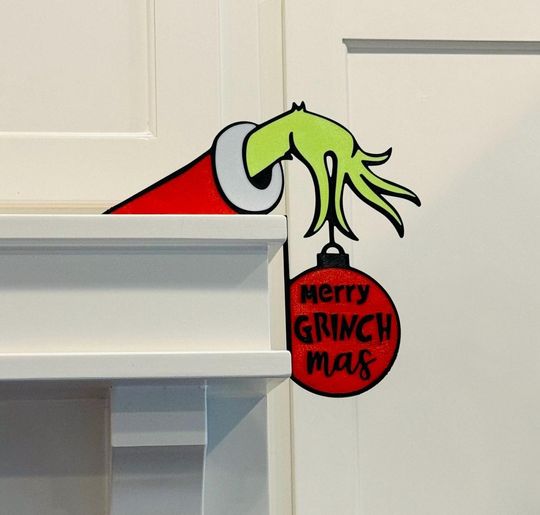 Green Monster Door Corner Topper Holiday Decor 3D Printed