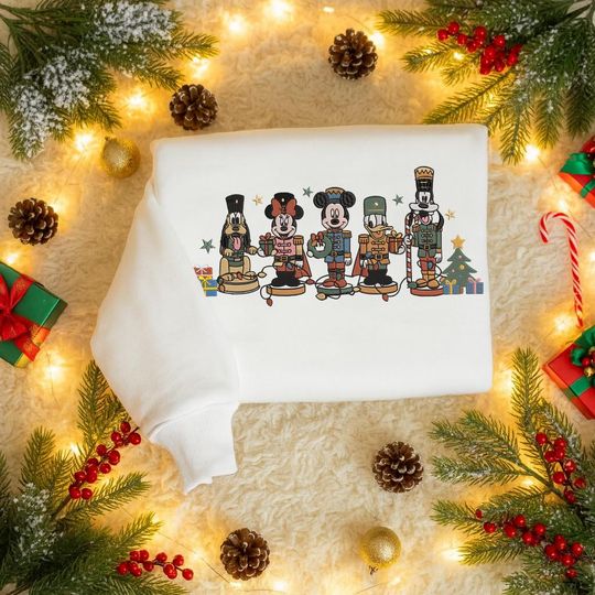 Discover Nutcracker Mickey and Friends Embroidered Sweatshirt, Disneyland Christmas Tee, Disney Holiday Trip Shirt, Xmas Family Trip Shirt ESH6122
