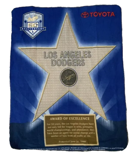 Discover Los Angeles Dodggers Award of Excellence Fleece Blanket 50th Anni