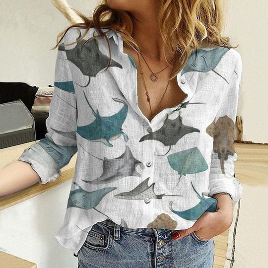 Discover Sea Animal Blouse Shirt, Manta Ray Anatomy Shirt, Ocean Ray Women Shirt, Manta Ray Shirt, Ocean Animal Shirt