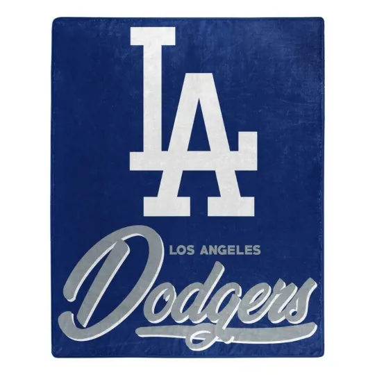 Discover M.L.B Los Angeles Dodggers Royal Plush Raschel Fleece Blanket Signature Design