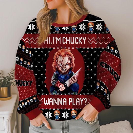Chucky Ugly Christmas Sweater, Christmas Party Gifts For Family 2025