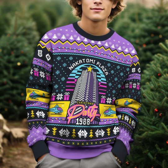 Discover Die Hard Nakatomi Plaza Ugly Christmas Sweater, Movie Fan Xmas Outfit, Funny Die Hard Holiday Pullover, Christmas Gift for Family 2025