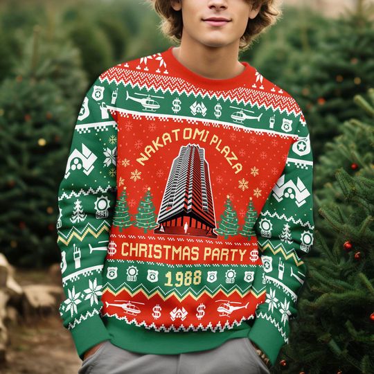 Discover Die Hard Ugly Christmas Sweater, Die Hard Funny Xmas Sweater, Nakatomi Plaza Xmas Holiday 2025 Sweater, Christmas Party Sweater
