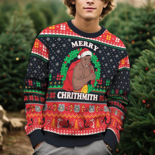 Discover Merry Chrithmith Ugly Christmas Sweater, Mike Tyson Christmas Ugly Sweater , Funny Meme Gifts Christmas Party, Xmas Holiday 2025 Sweater