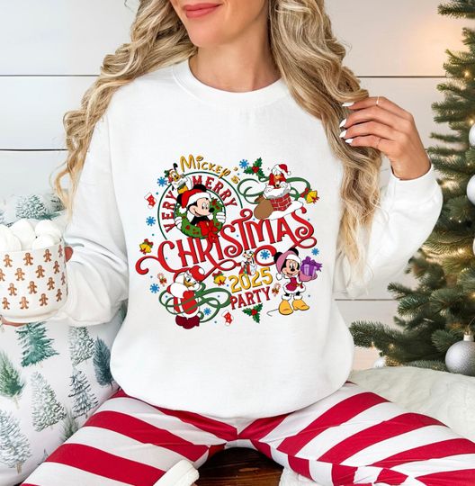 Discover Vintage It's The Most Wonderful Time of The Year Disney Christmas Shirt,Cartoon Mickey and Friends Christmas Party 2025,Mickey & Friends WDW