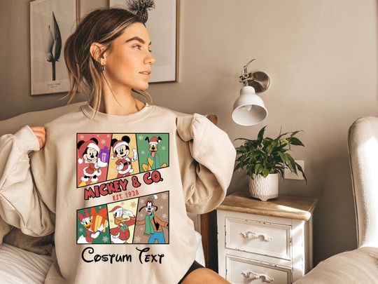 Discover Vintage Mickey & Co Christmas Shirt, Disney Christmas Tee 2025, Retro Disney Holiday Sweatshirt, 2025 Disney Xmas Tee, Family Christmas Gift