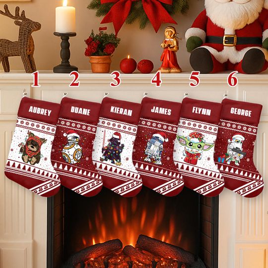 Discover Personalize Starwars Xmas Stocking, Baby Yoda Darth Vader Galaxy Edges Christmas Stockings, Star Wars Movie Christmas Socks Home Decoration
