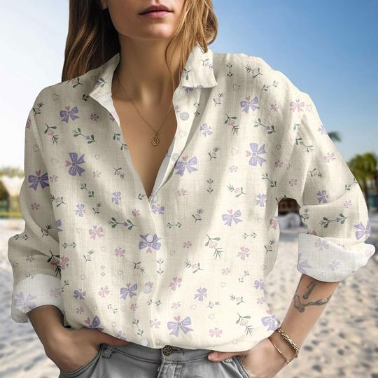 Vintage Floral Blouse Shirt, Coquette Button Women Shirt, Spring Long Sleeve Casual Shirt, Garden Lovers Shirt, Gift For Her
