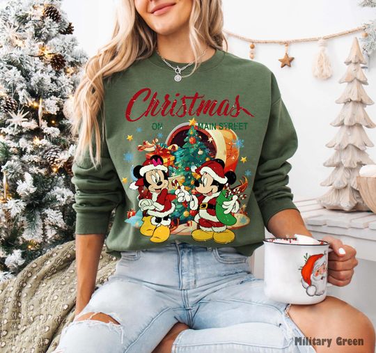 Discover Disney Christmas On Main Street Sweatshirt, Minnie Mickey's Very Merry Christmas Party Shirt, Disneyland Christmas Family Trip Shirt 2025
