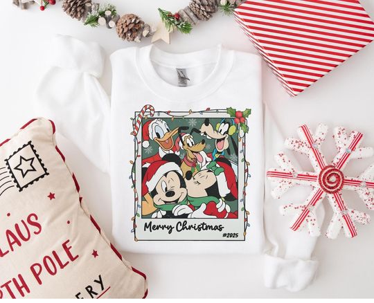 Discover Disney Merry Christmas 2025 Sweatshirt, Mickey and Friends Christmas Hoodie, Disney Christmas Family Sweatshirt, Disneyland Xmas Family Trip