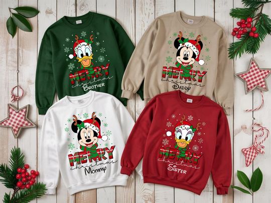 Discover Custom Disney 2025 Family Christmas Sweatshirt, Disneyland Very Merry Christmas Shirt, Disney Holiday Shirt, Christmas Family Matching Shirt