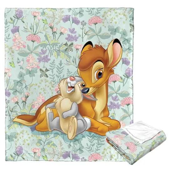 Discover Disney Bambi Classic Disney Characters Botanical Duo Floral Fleece Blanket