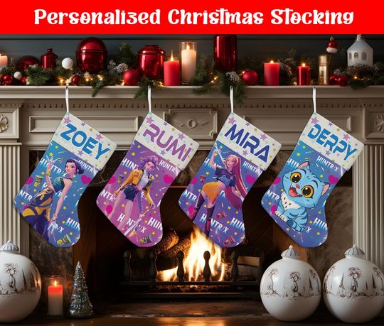 Discover Custom Name Cartoon & Friends Christmas Stocking, Personalized Cartoon PRINTED Christmas Stocking, Home Decoration, Xmas Stocking, Xmas Gift