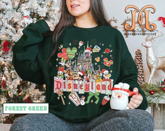 Discover Retro Disneyland Christmas Sweatshirt, Disney Mickey And Friends Castle Xmas Shirt, Disneyland Holiday Family Trip 2025 Gifts Shirt