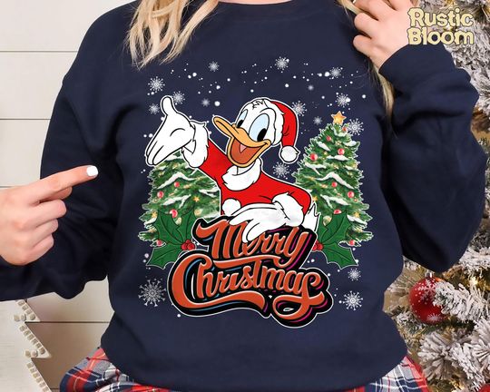 Discover Donald Merry Christmas Sweatshirt, Retro Disney 2025 Xmas Tee, Vintage Disney Holiday Top, 2025 Family Matching Xmas Gift