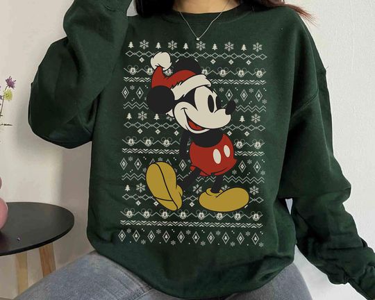 Discover Vintage Mickey Mouse Holiday Ugly Christmas Sweater Sweatshirt, Disneyland Vacation Family Trip Gift, Mickey's Very Merry Xmas 2025 T-shirt