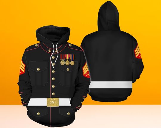 Marine Corps Christmas 3D Hoodie, Rank & Branch Blues Hoodie, Marine Corps Blues 3D Hoodie