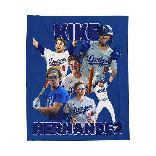 Discover Kike Hernandez Velveteen Plush Blanket, Cozy Fan Gift, Dodggers Blanket, Sports Decor