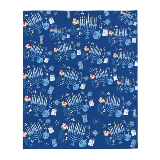 Discover Disney Mickey Menorah Chanukkah Holiday Lights Cozy Fleece Blanket