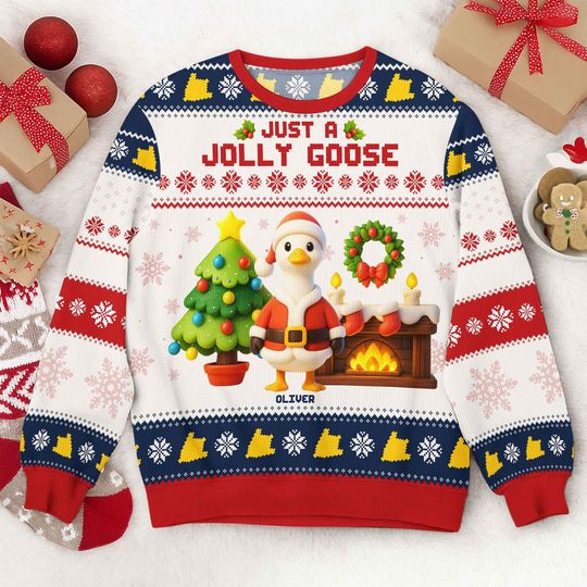 Discover Funny Goose Ugly Christmas Sweater, Jolly Holiday Sweater, Animal Lover Gift