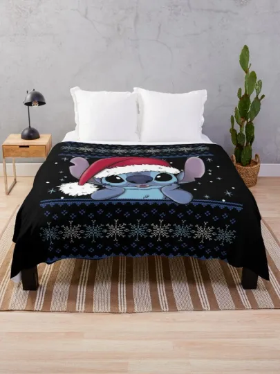 Discover Disney Lilo And Stitch Christmas Stitch Ugly Cozy Fleece Blanket