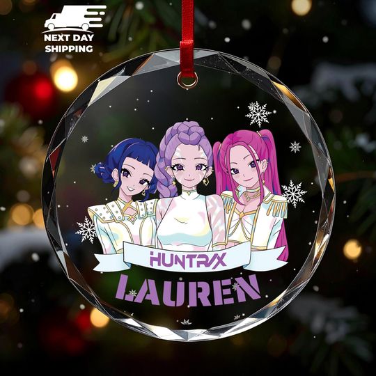 Personalized Name KPOP Ornament, KPOP Christmas Keepsake, Huntrix Ornament, Mira Rumi Zoey Ornament, Demon Hunters Custom Ornament for Her