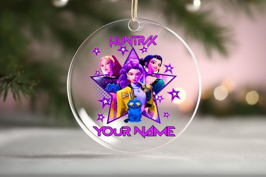 Personalized Name KPOP Ornament, KPOP Christmas Keepsake, Huntrix Ornament, Mira Rumi Zoey Ornament, Demon Hunters Custom Ornament for Her