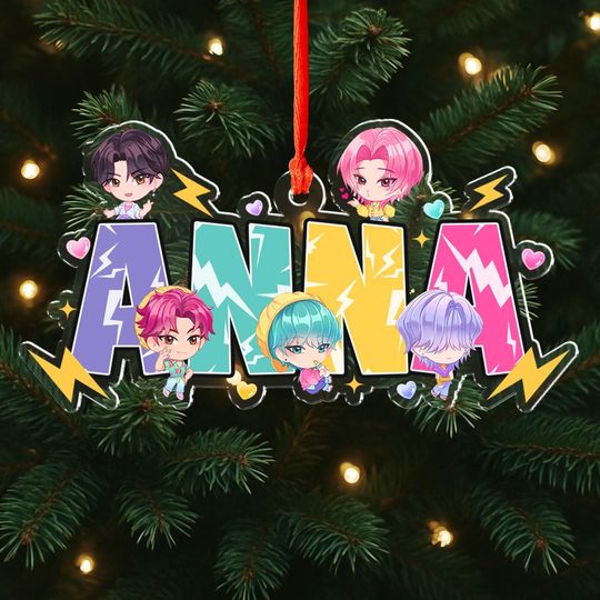 Discover Personalized Kpop Saja Name Christmas Ornament, Custom Kpop Boys Ornament, Kpop Lover Gift