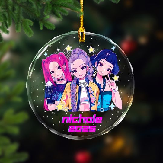 Personalized KPOP Christmas Ornament with Name, Custom Demon Hunter Keepsake, Huntrix Mira Zoey Rumi Gift for Fans, Kids Christmas Ornaments