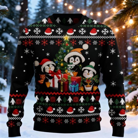 Penguin Christmas Sweater, Animal Photo Its Penguin Ing Ugly Xmas Sweatshirt, Cute Holiday Sweater
