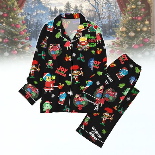 Discover Disney Inside Out Christmas Pajamas, Funny Pixar Character Sleepwear, Joy Anger Sadness Holiday PJs Gift, Disney Kid Pjs Gift, Xmas Gif