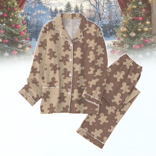 Discover Gingerbread Pajamas Set, Christmas Cookies Holiday Pajamas, Cute Gingerbread Gift, Gingerbread Xmas Pjs, Xmas Holiday Pjs, Gift For Her