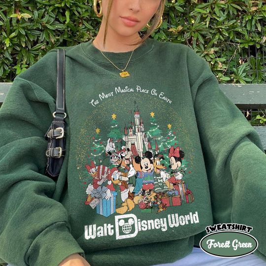 Discover Retro Disney Merry Christmas Sweatshirt, Mickey and Friends Holiday Shirt, Disney Christmas Tee, Family Matching Christmas Vacation 2025 Tee