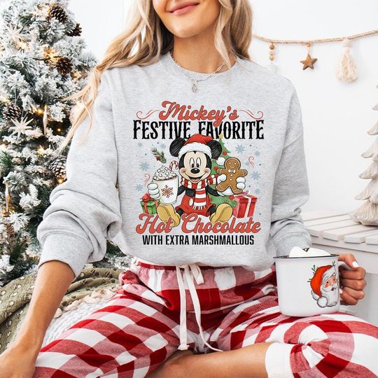 Discover Mouse And Friends Christmas Sweatshirt, Magic Kingdom Shirt, Mouse's Very Merry Christmas,Favorite Hot Chocolate Christmas ,Xmas Hoodie
