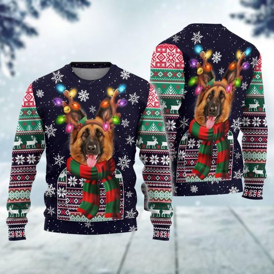 Discover German Shepherd Ugly Christmas Sweater, German Dog Xmas Sweater, Christmas Dog Sweatshirt, Animal Ugly Sweatshirt, Christmas Party Gift